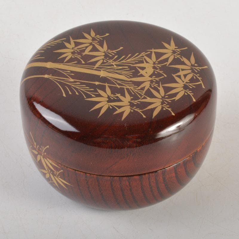 茶道具　瑛斎作　竹蒔絵　螺鈿装飾　平棗　共箱　V　6259