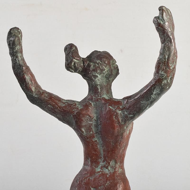 ブロンズ　山脇正邦作　「創造」　裸婦像　高さ約31㎝　共箱　D　R9123B