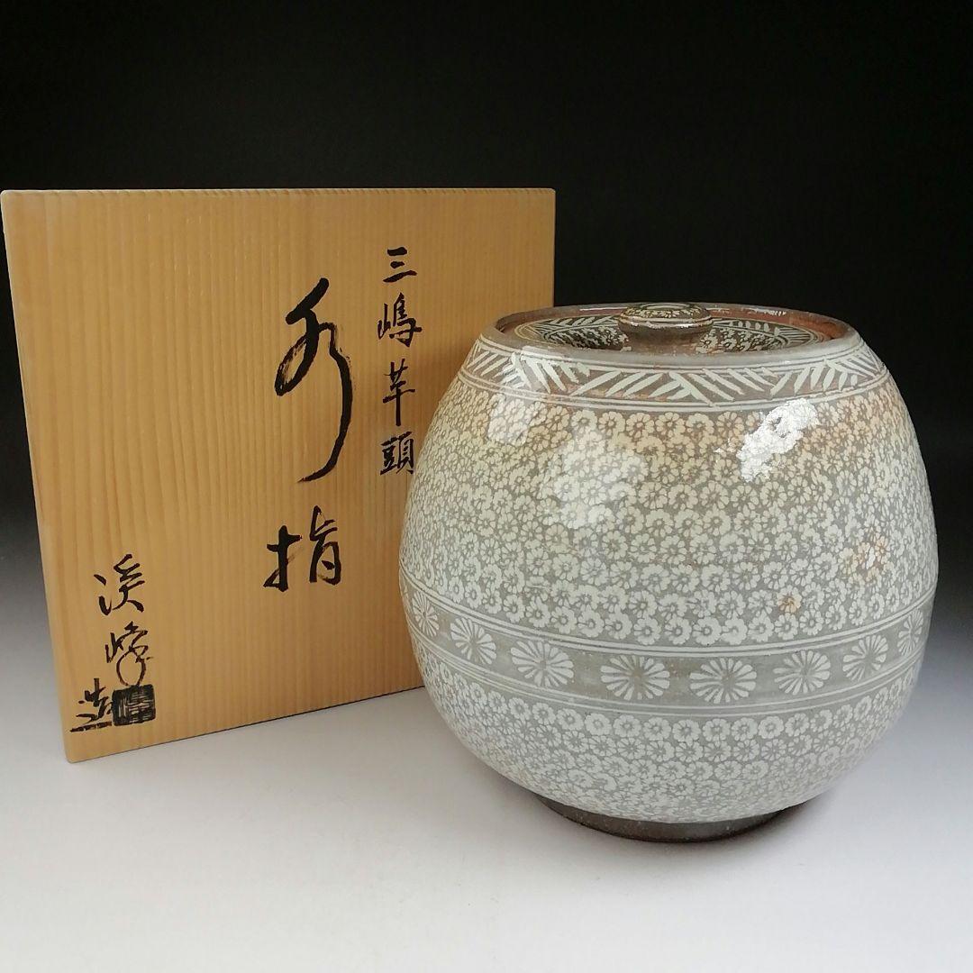 Ｔ８４５　水指　『三嶋芋頭　水指』『田中溪峰 造』　共箱　茶道具