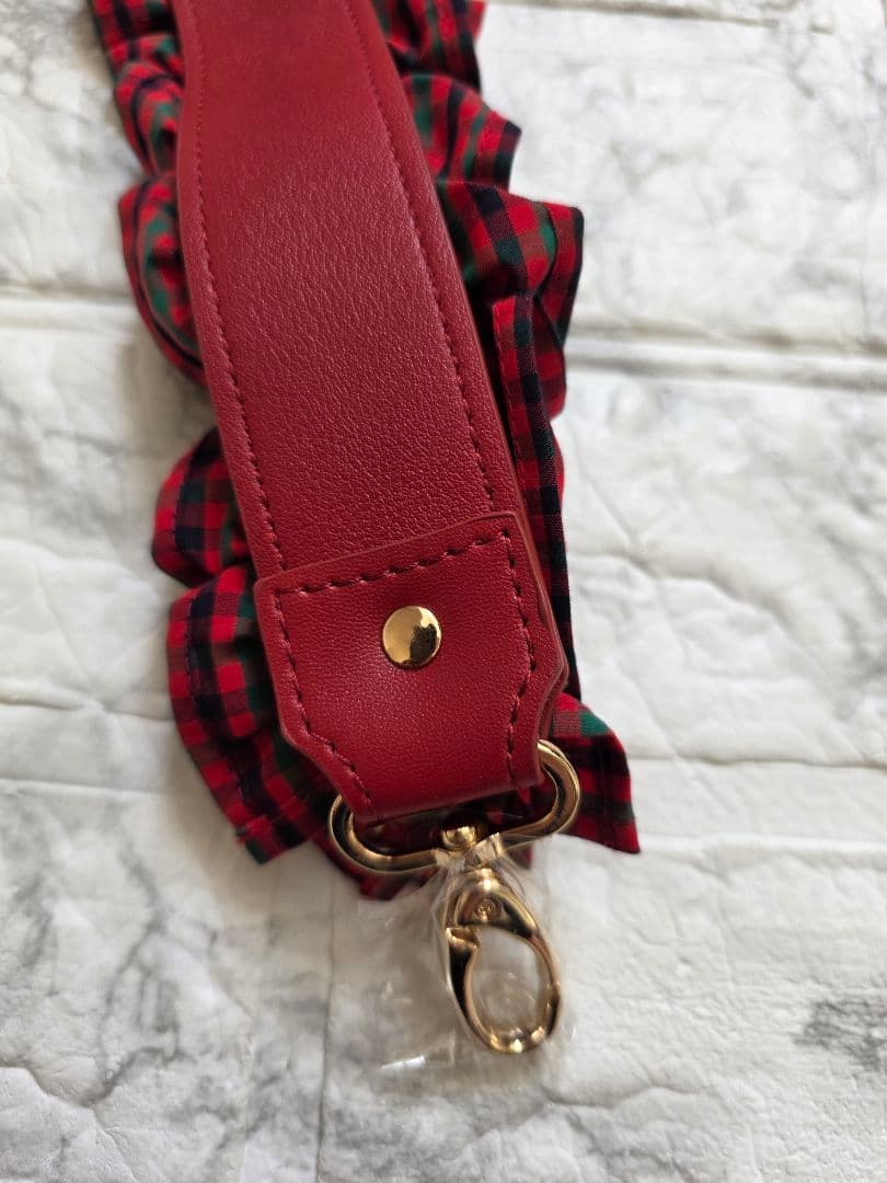 新品☆Familiarファミリア✕Bibiyビビィ フリル ストラップ赤チェック