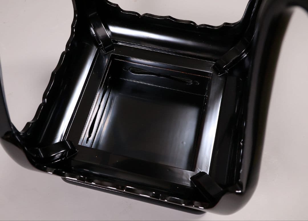 漆芸 螺鈿細工 二段 高卓 47.5cm 花台 香炉台 黒塗 木製【MA822】