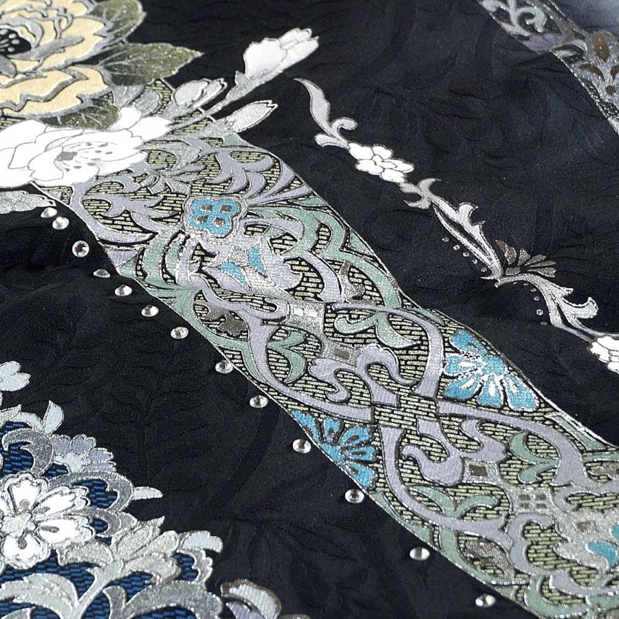 専用　ご予約　振袖　プレミアムゴールド　関芳　未仕立て　仮絵羽　薔薇　黒　銀
