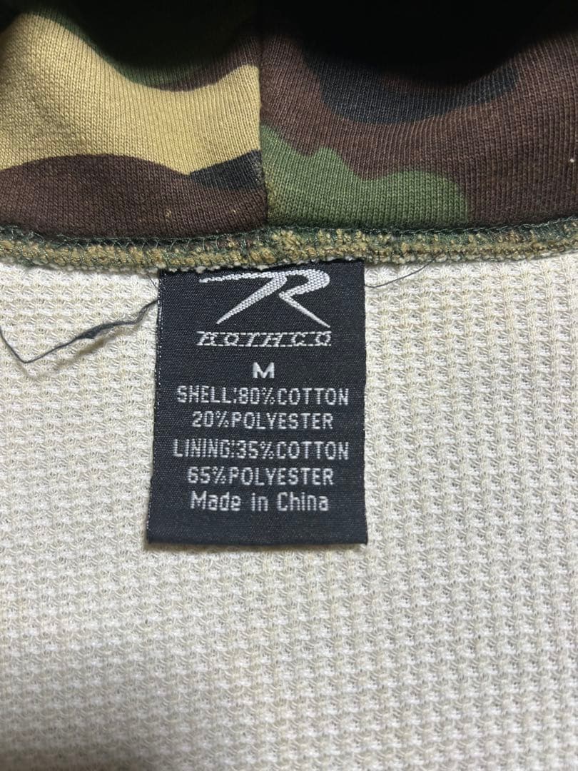 ロスコ　rothco ジップパーカー　裏サーマル　迷彩