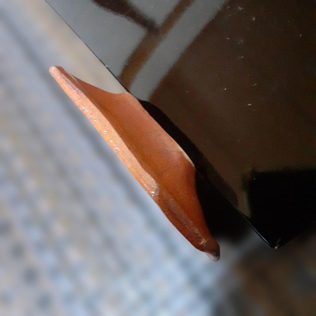 江戸骨董隅切長方豆皿「霞晴山」銘京楽焼/手描大根変形皿/モース·ボストン美術館