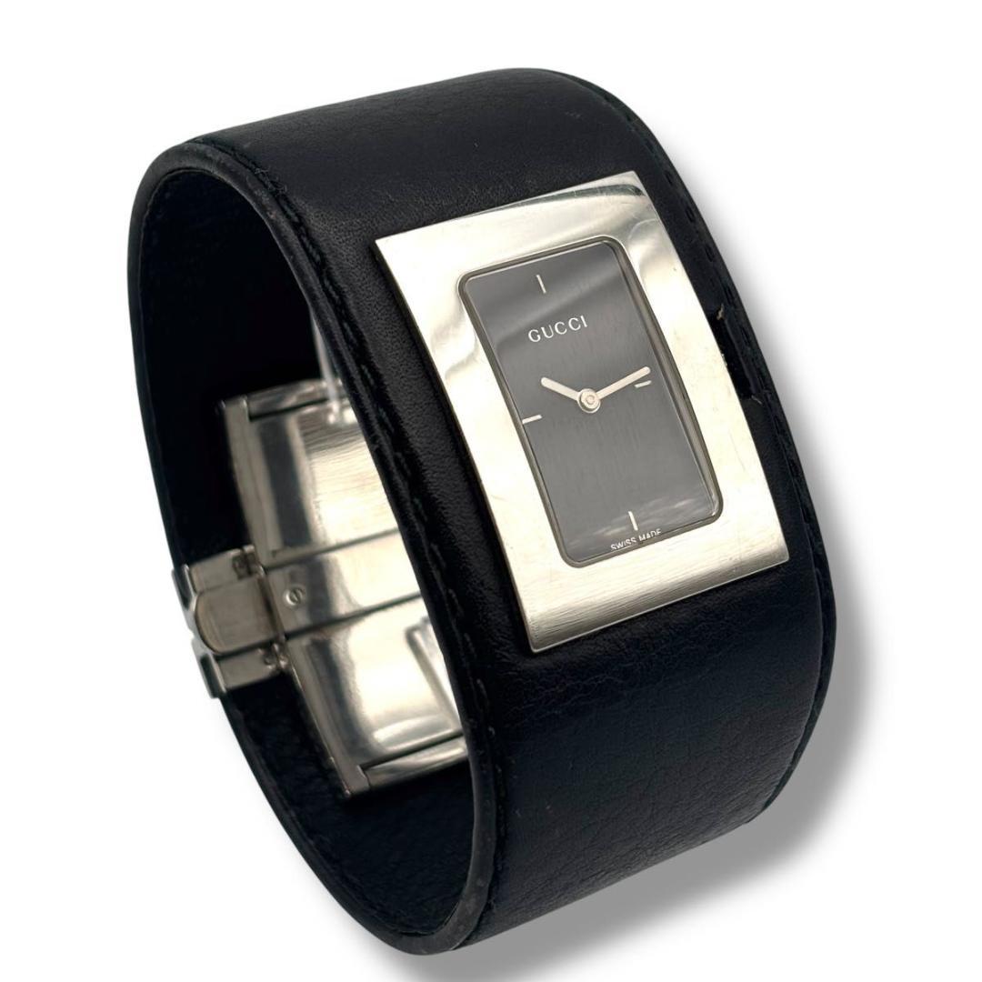 稼働品 グッチ 7800L 腕時計 レディース レザー 黒文字盤 5536