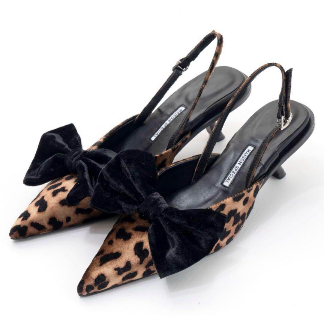 【maisonspecial】 2way ribbon mule leopard