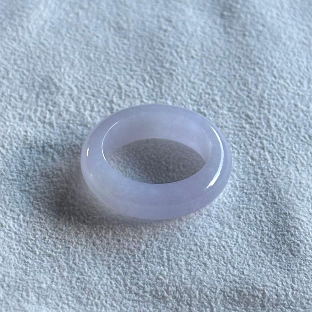 ミャンマー産 天然本翡翠　氷種　ラベンダー色 くり抜きリング　8号