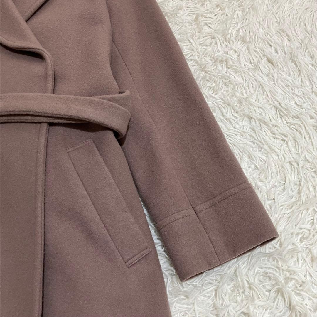 ジャスグリッティー ベルテッドロングコート ピンク アンゴラ ２