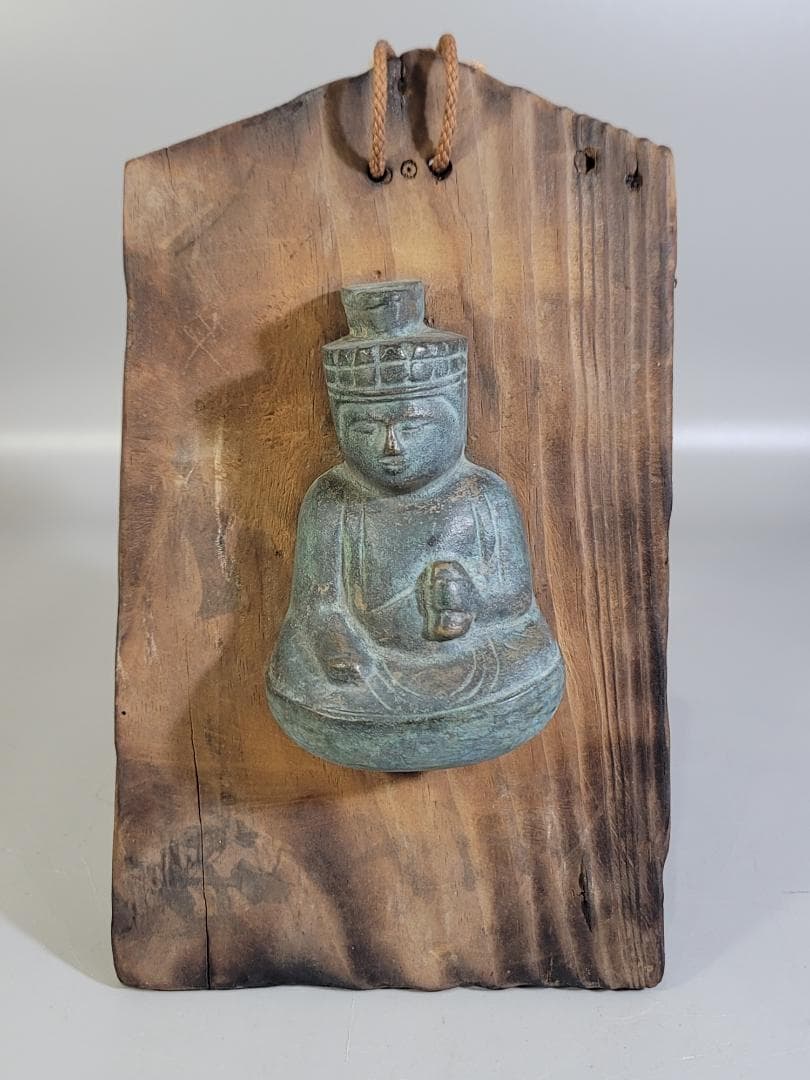 仏教美術 掛仏 銅製 木製台付 DT428