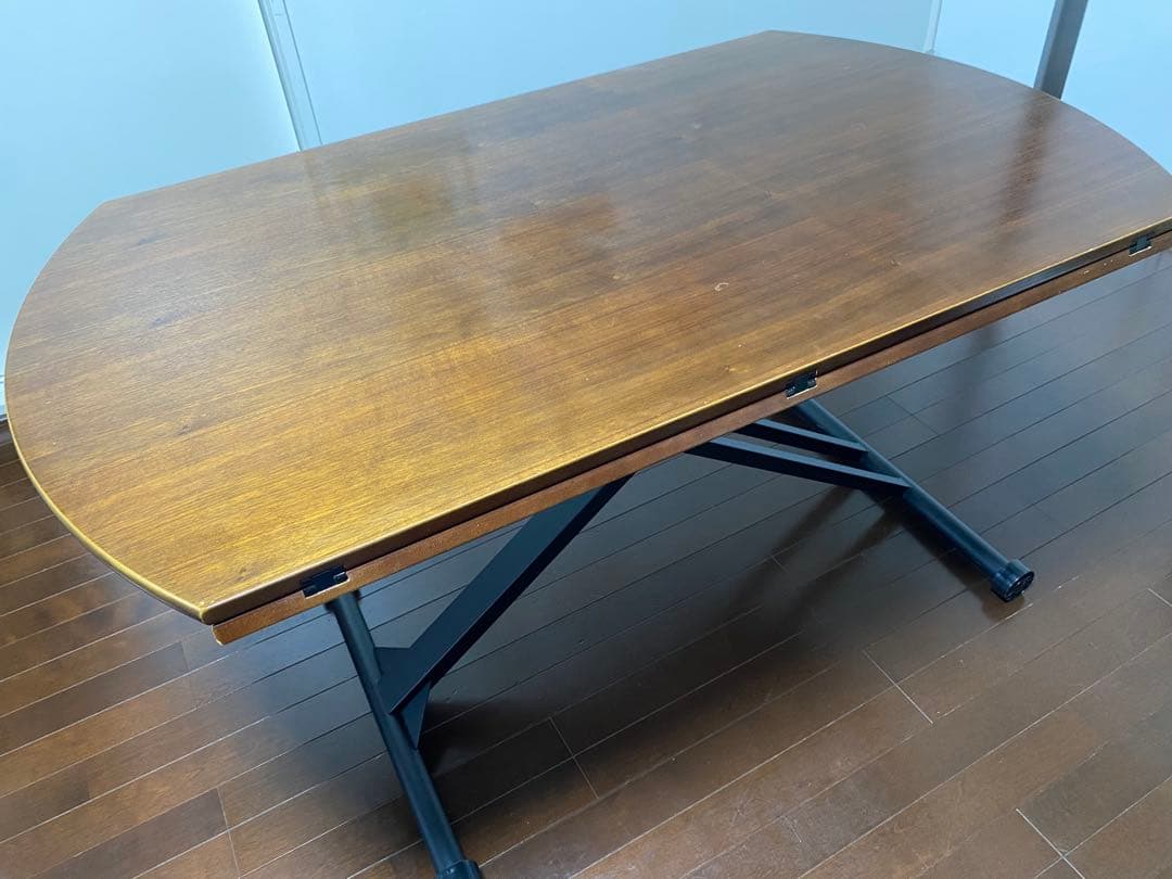 木製円形ダイニングテーブル 高さ調整　東馬　引取り限定