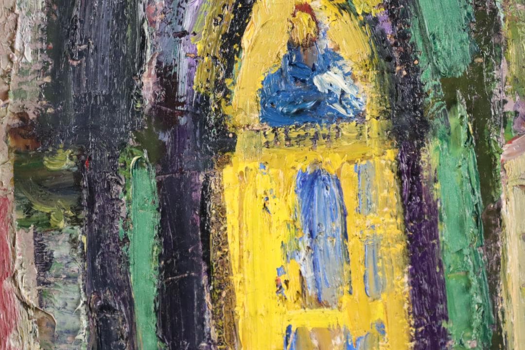 真作保証 田中忠雄 「シシリィーの聖堂」 油彩1号 行動美術協会創立会員