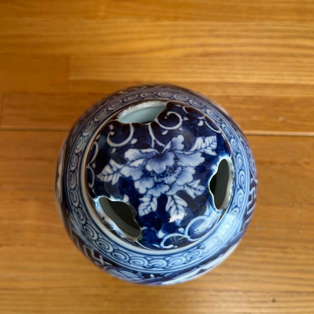 松泉　京都　日吉窯　染付山水　香炉