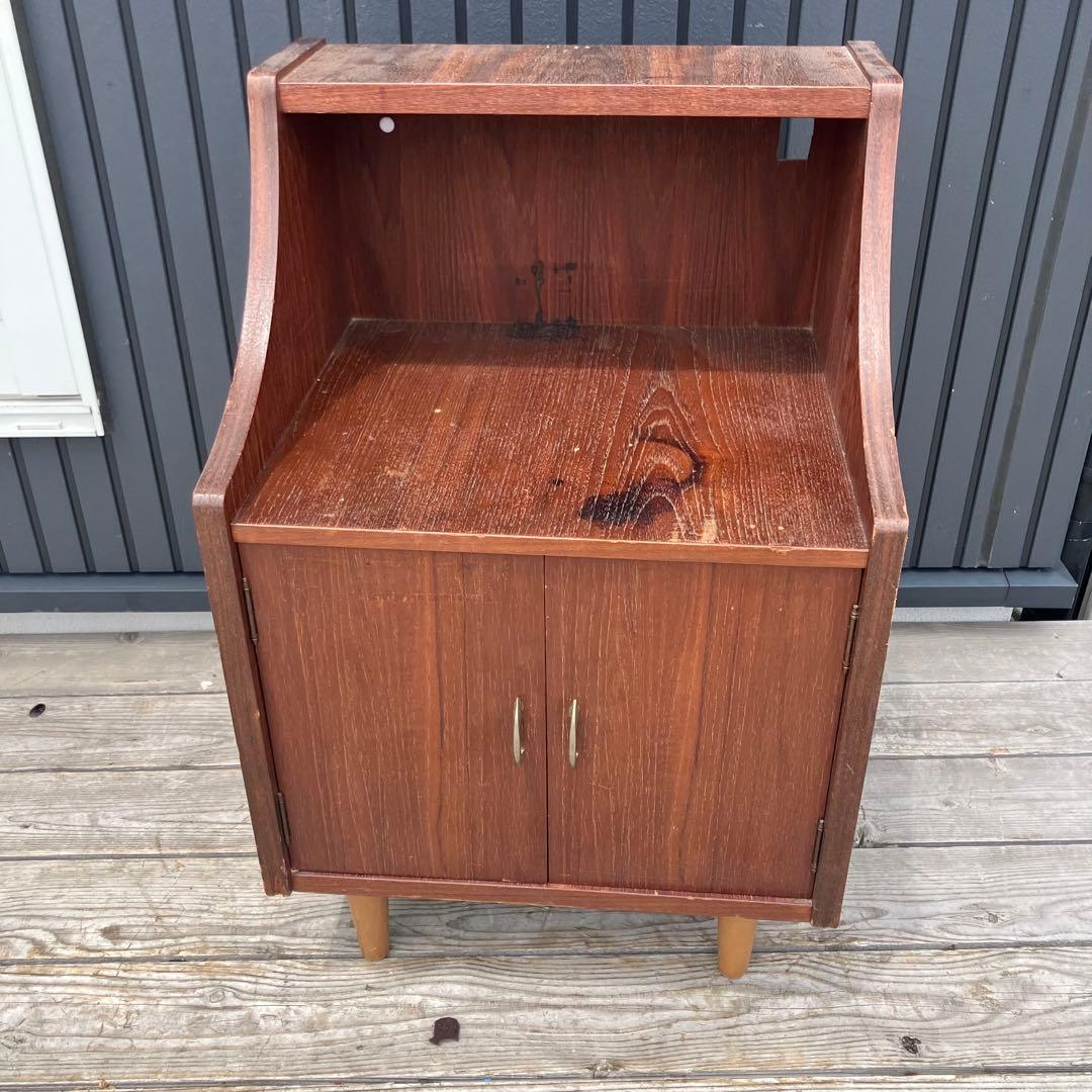 昭和レトロ 古家具 木製コンソールテーブル コールキャビネット 電話台 花台