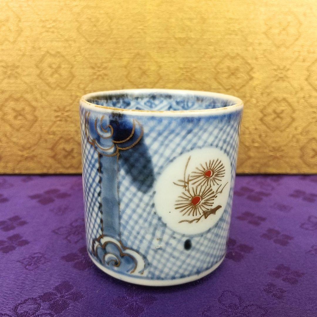 【お値下げしました！】古伊万里　覗　染錦　窓抜松竹梅文