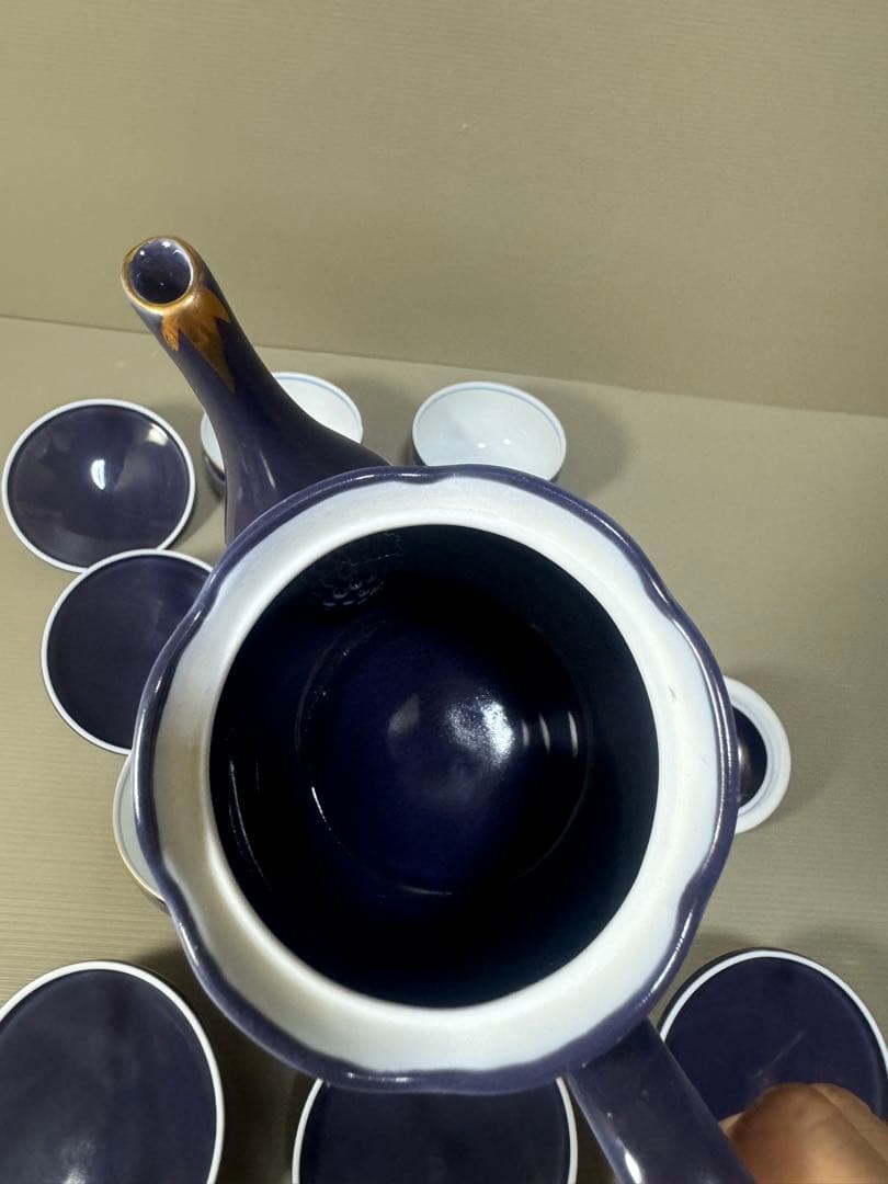 2265 九谷焼　茶器セット　急須1客　湯呑蓋付5客　未使用