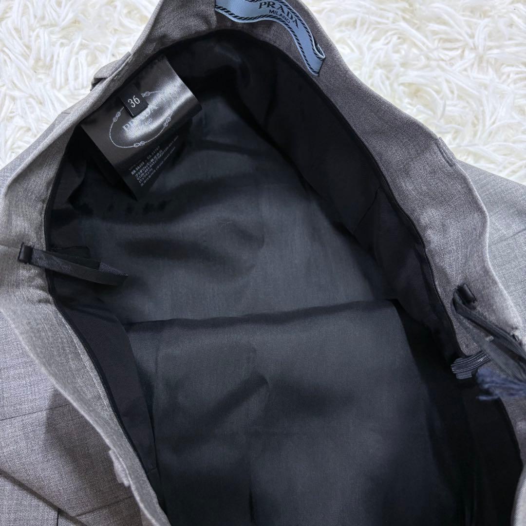 新品 2024年新作 PRADA プリーツ スカート グレー S NFC真贋確認