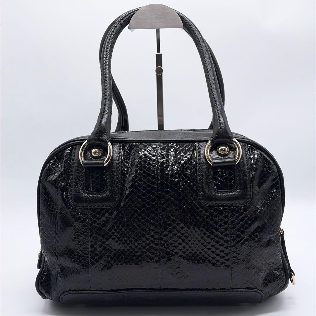 ドルガバ ハンドバッグ パイソン ダブル ブラック 南京錠 ロゴ