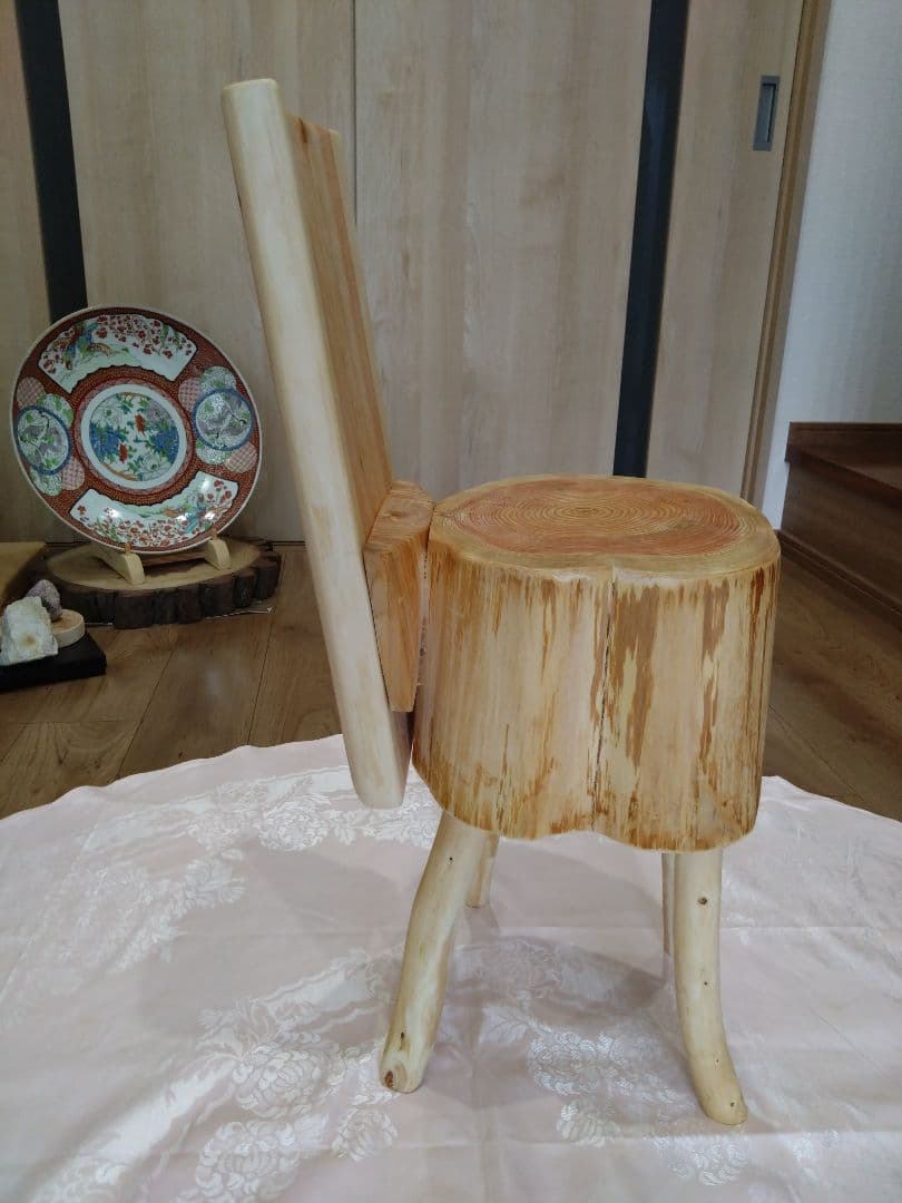 ピッツ❕木製 丸太風 椅子、インテリア台（88） 2脚セット