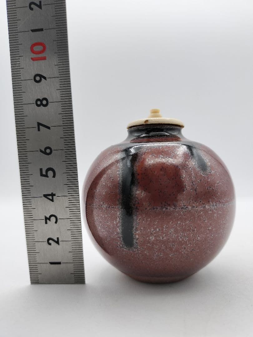 c549【新品・未使用】茶入 大名物唐物 珠光文琳写 龍喜窯 木箱 茶道具