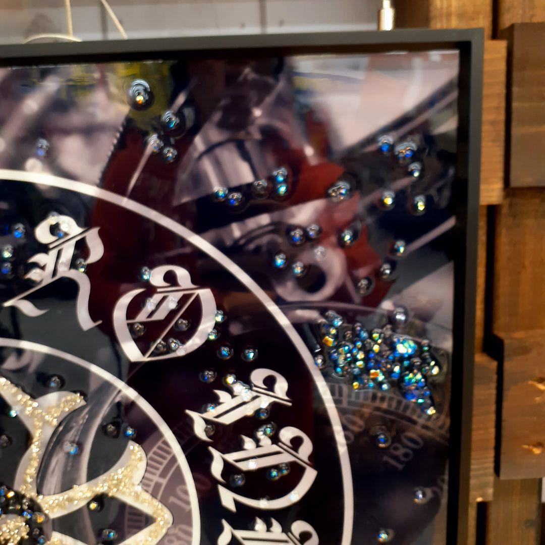 輸入雑貨　天然水晶石　クリスタルアート　ハーツダビッド　ブラックフレーム