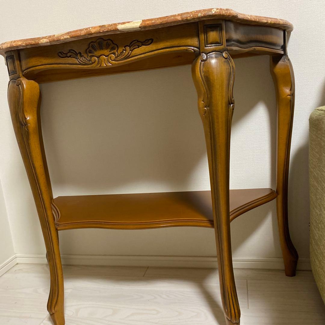 イタリア家具　猫足　飾り棚　大理石