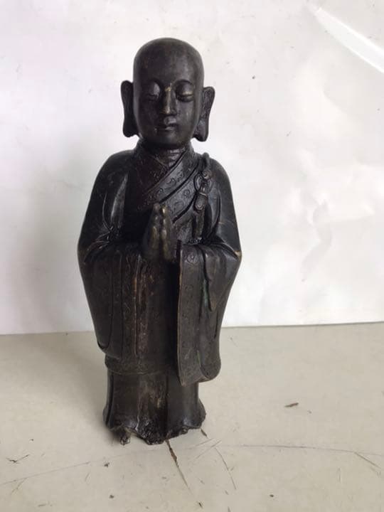 古銅仏像，賞物，置物，（旧家藏出）細工細作，古玩，古董，高1⃣️4⃣️cm，重370克