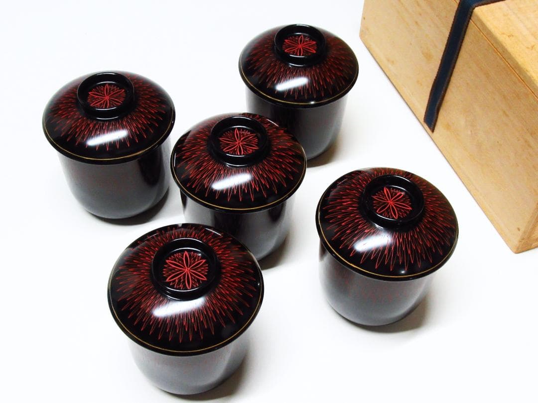 箸洗「沈金糸菊箸洗」５客入 幸齊作 共箱 懐石道具/茶会席 茶道具 CU-25