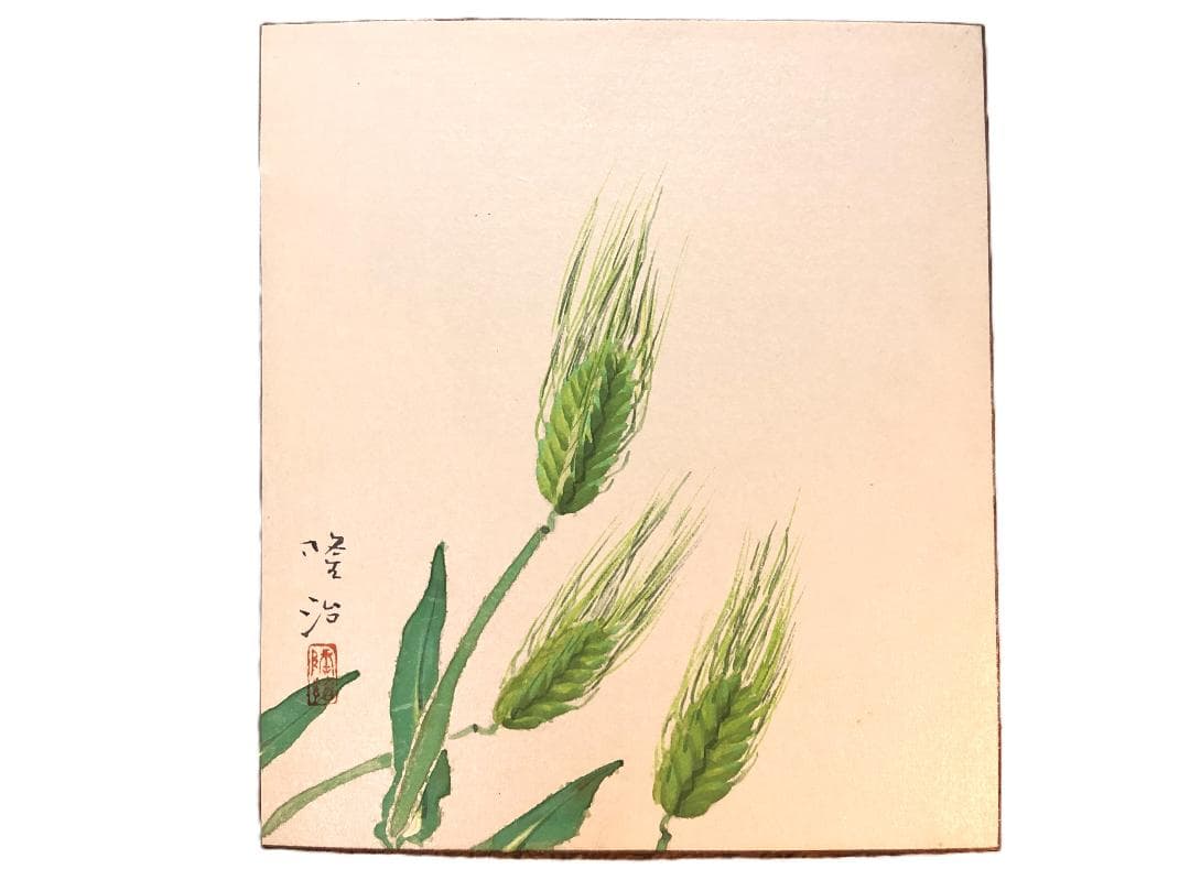 【 藤田隆治 日本画 】　肉筆色紙　状態良好