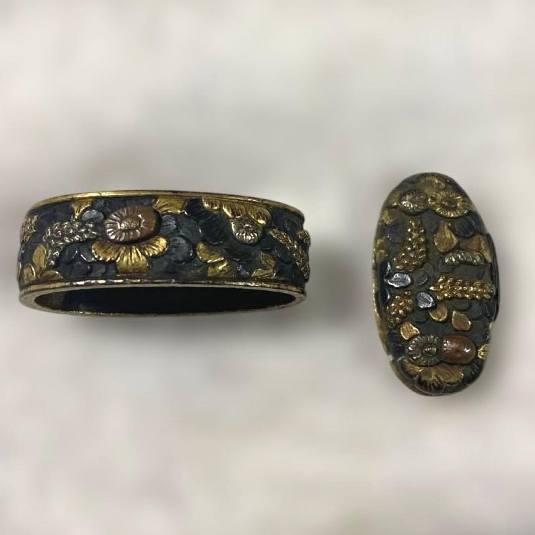 B-31 縁頭　金銀象嵌　武具　刀装具　装飾品　美術品　工芸品　刀　銅製　日本刀