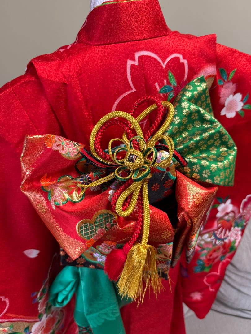 7歳七五三セット　着物草履バッグ付き　赤系②