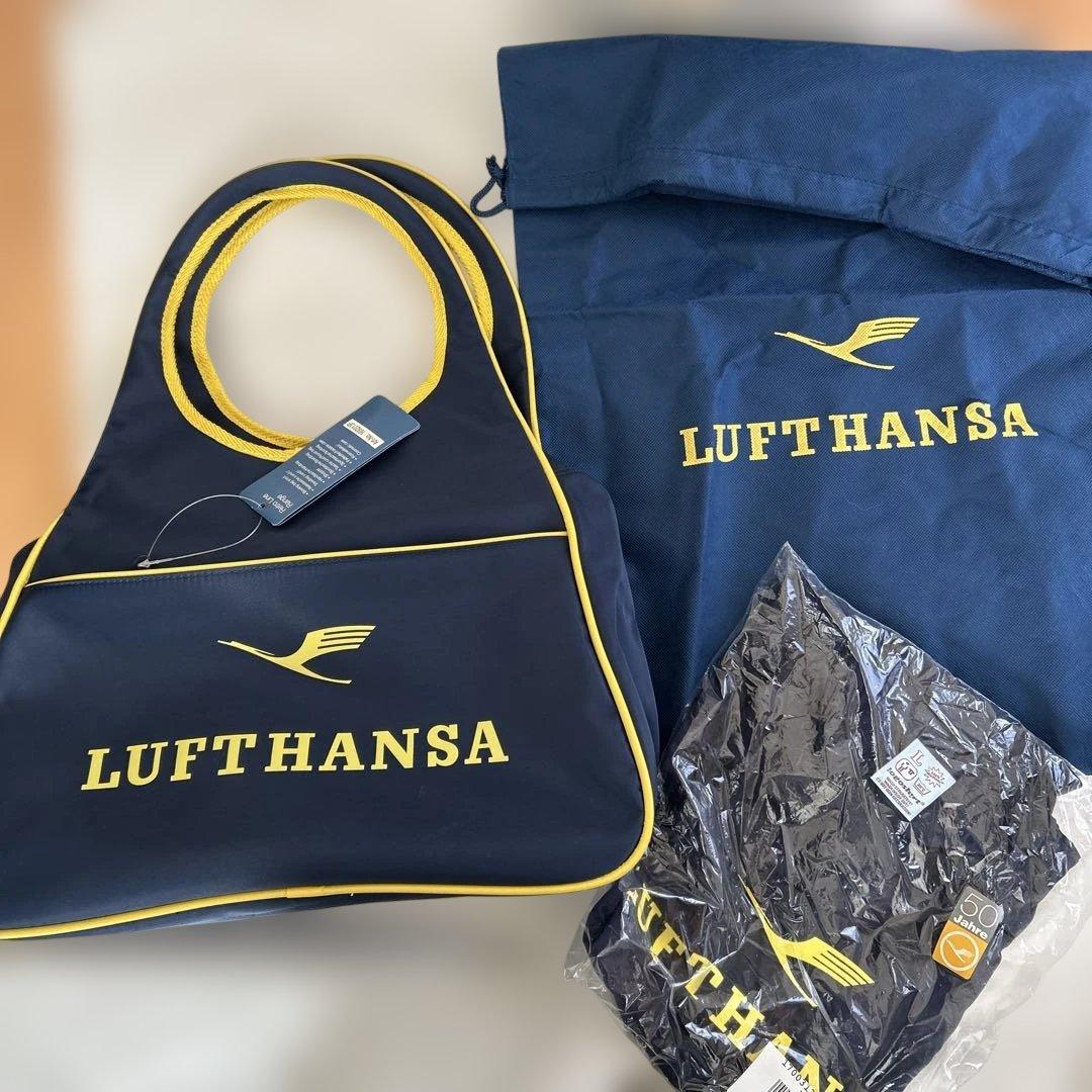 ドイツルフトハンザ航空　ナイロンバックとTシャツ　セット　@未使用タグ付