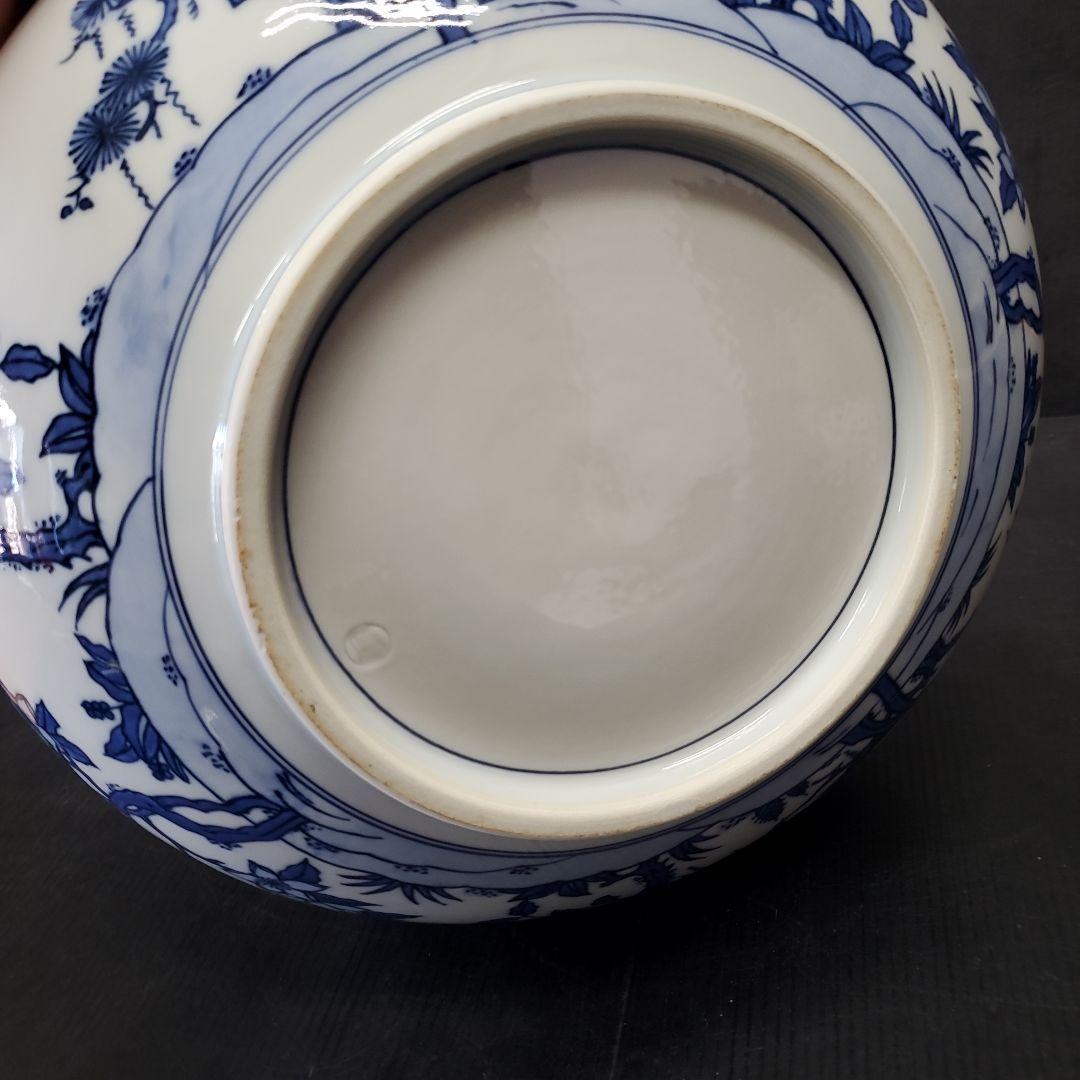 お値下げ　平安 手塚祥堂 染付 四仙花文 平水指 水指 茶道具 35