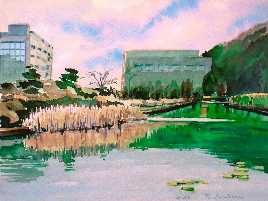 2022年作 水彩画 風景画 額装済みF6サイズ