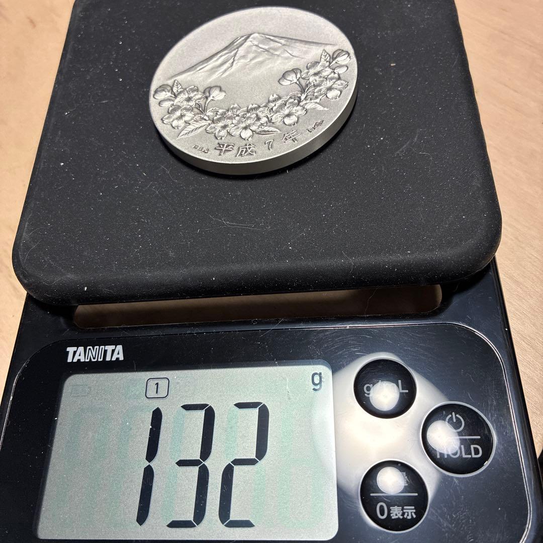 平成7年 富士山 桜 メダル 132g SV1000 造幣局刻印入