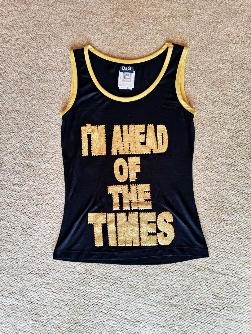 D&G スパンコールタンクトップ 黒・金