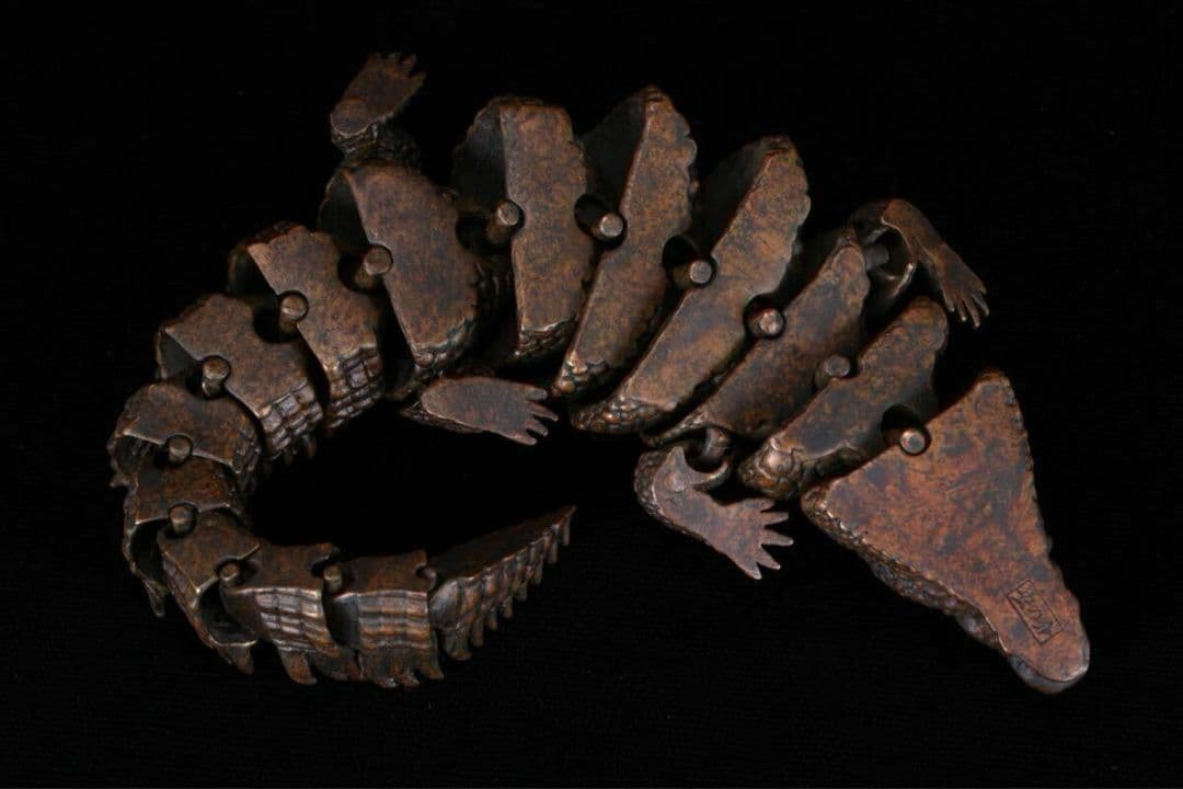 【龍文堂 安の介 造】超絶技巧 精巧自在 鰐 ワニ 金属工芸