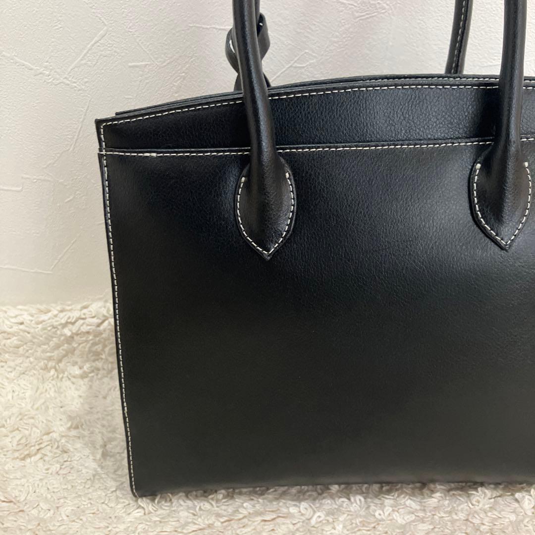 【極美品】濱野鞄/ハンドバッグ/金具/レザー/黒/ハマノ/HAMANO/南京錠