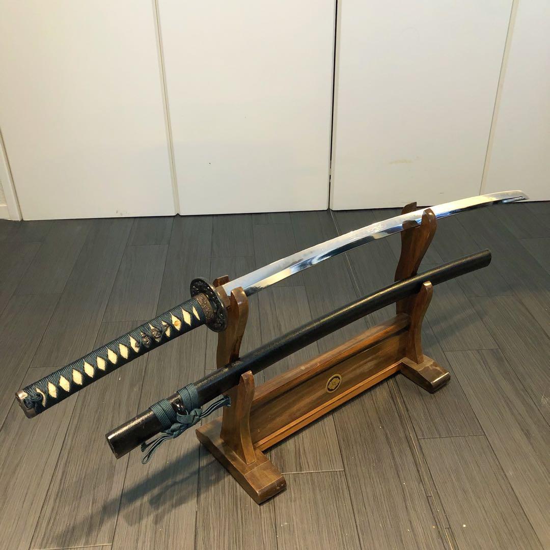 本格模造刀　太刀　居合刀　本研波刃　緑拵え　 刃長