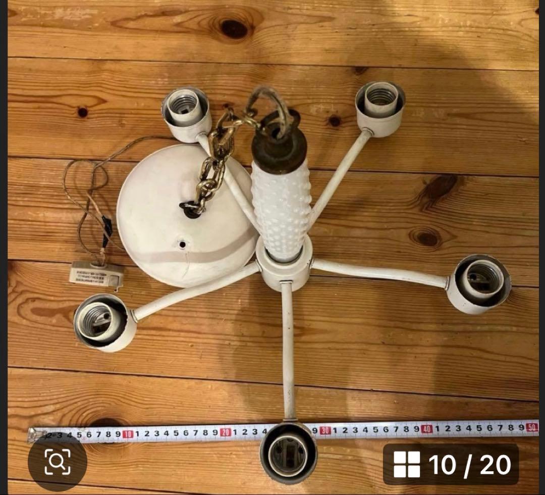 アンティーク　ミルクガラスシェード シャンデリア 5灯 天井照明　新居