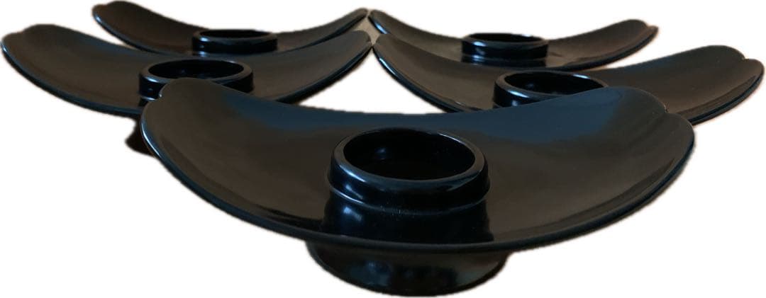 希少　伝統工芸品　輪島塗　高級　高台茶托 5客　黒　無地　珍品