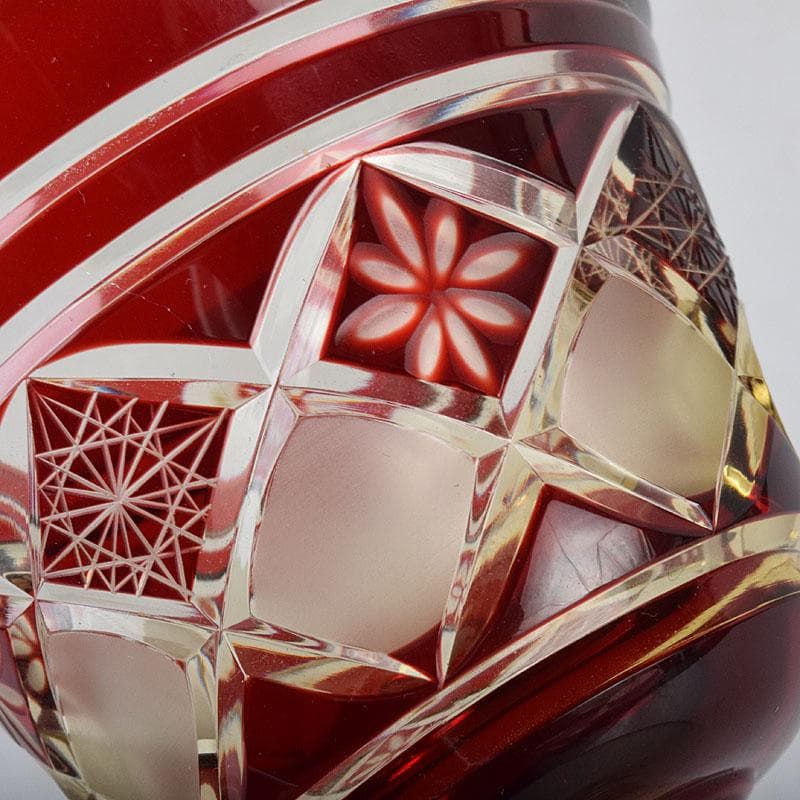 ガラス工芸　江戸切子　華硝　グラス　高杯　箱付　C　R9094