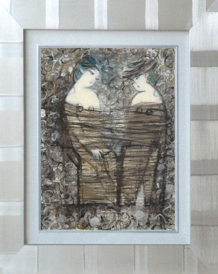 油絵 菅家令子 絵 絵画 インテリア 額付(白) F6-083011 人物 女性