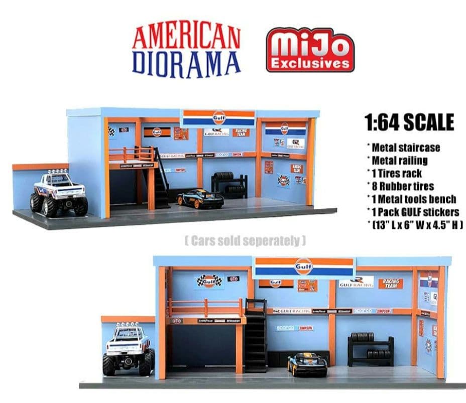 アメリカンジオラマ 1:64スケール ガレージジオラマウィズ(ガルフ)ステッカー
