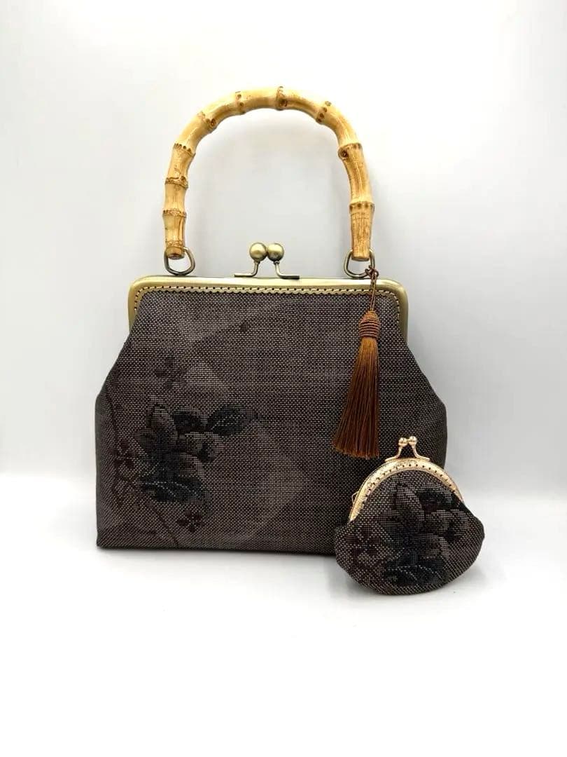 【ハンドメイド】 大島紬 着物リメイク　ハンド バッグ2点セット #B312