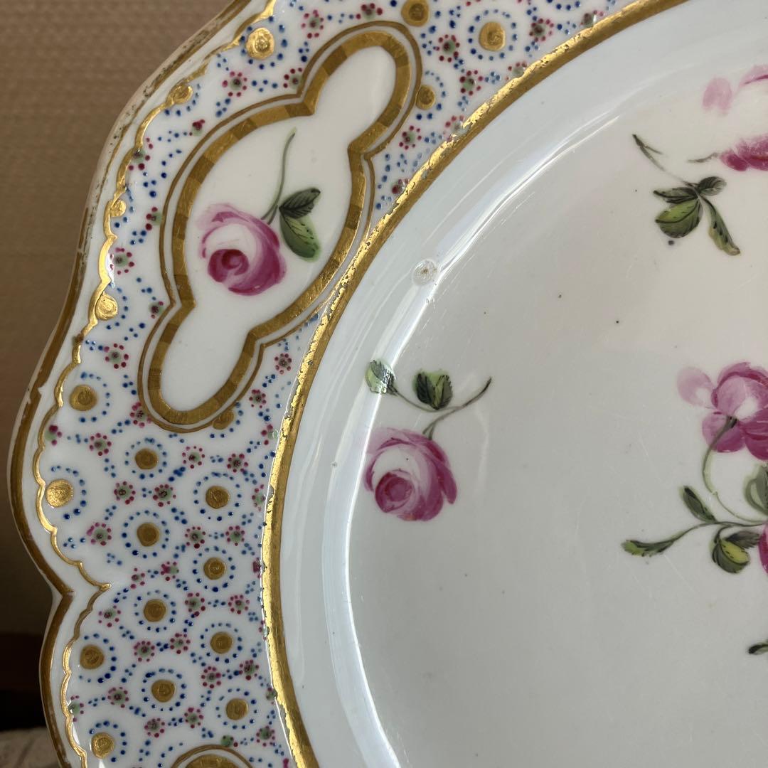 英国アンティーク　古ダービー18世紀　エドワーズウィザーズ 薔薇絵付けのプレート