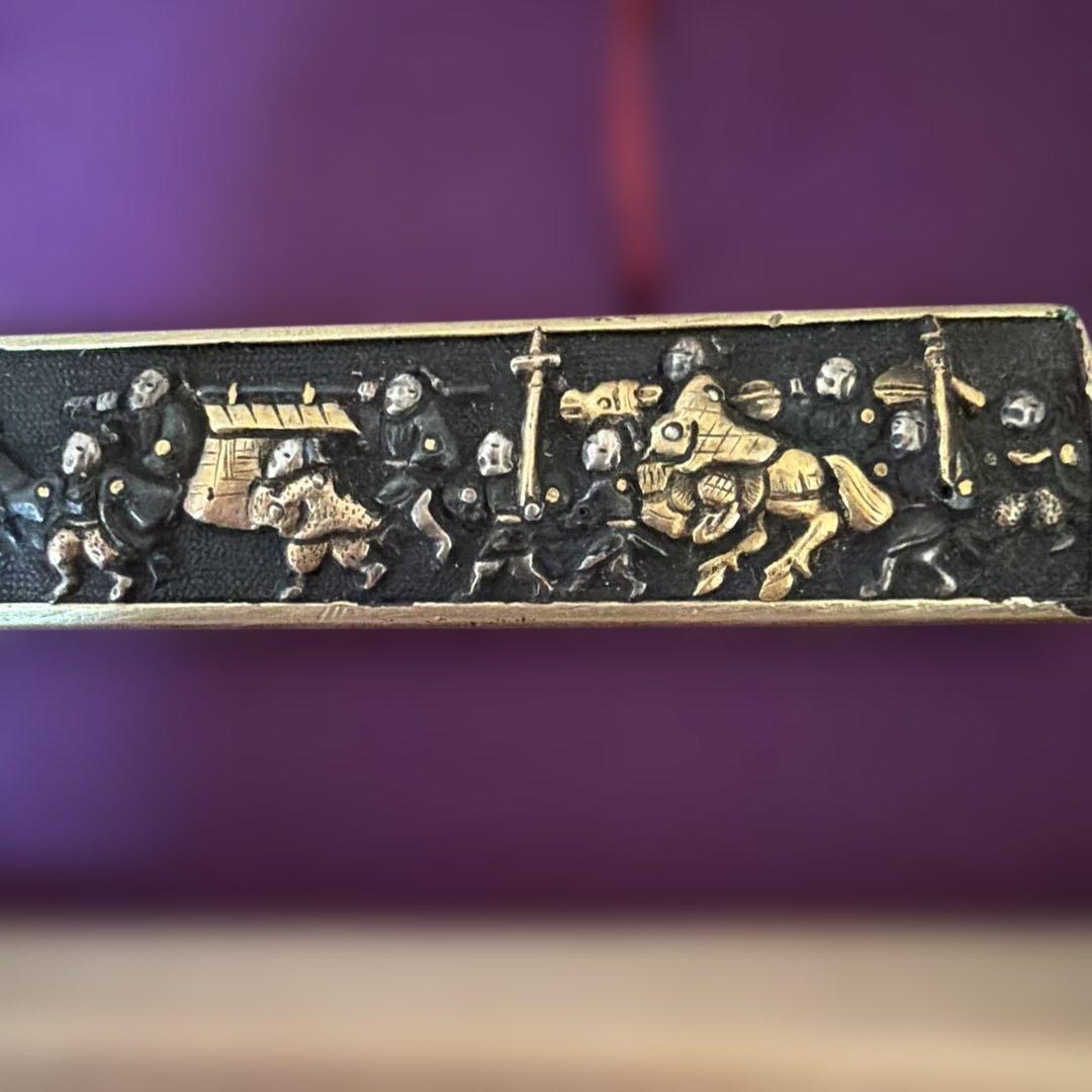 骨董品　古美術　金銀象嵌 赤銅魚々子地小柄 趣深き逸品です　刀装具