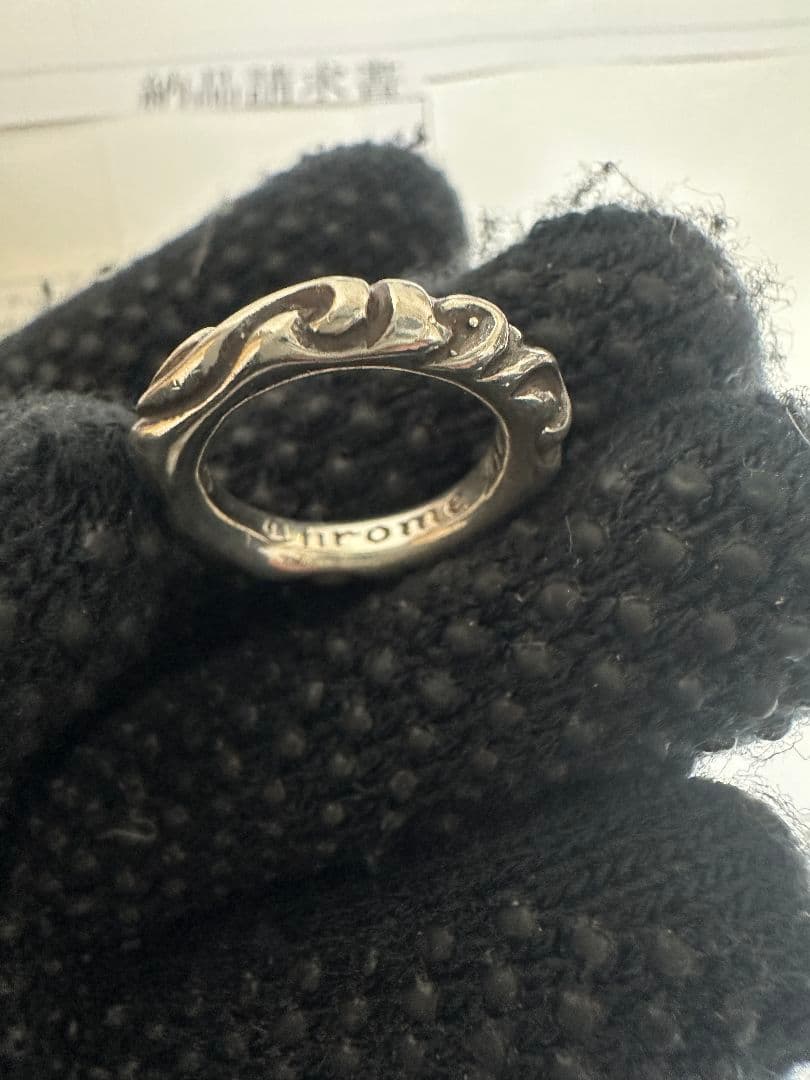 納品書有 クロムハーツ 正規品 スクロールバンド リング 約11.5号