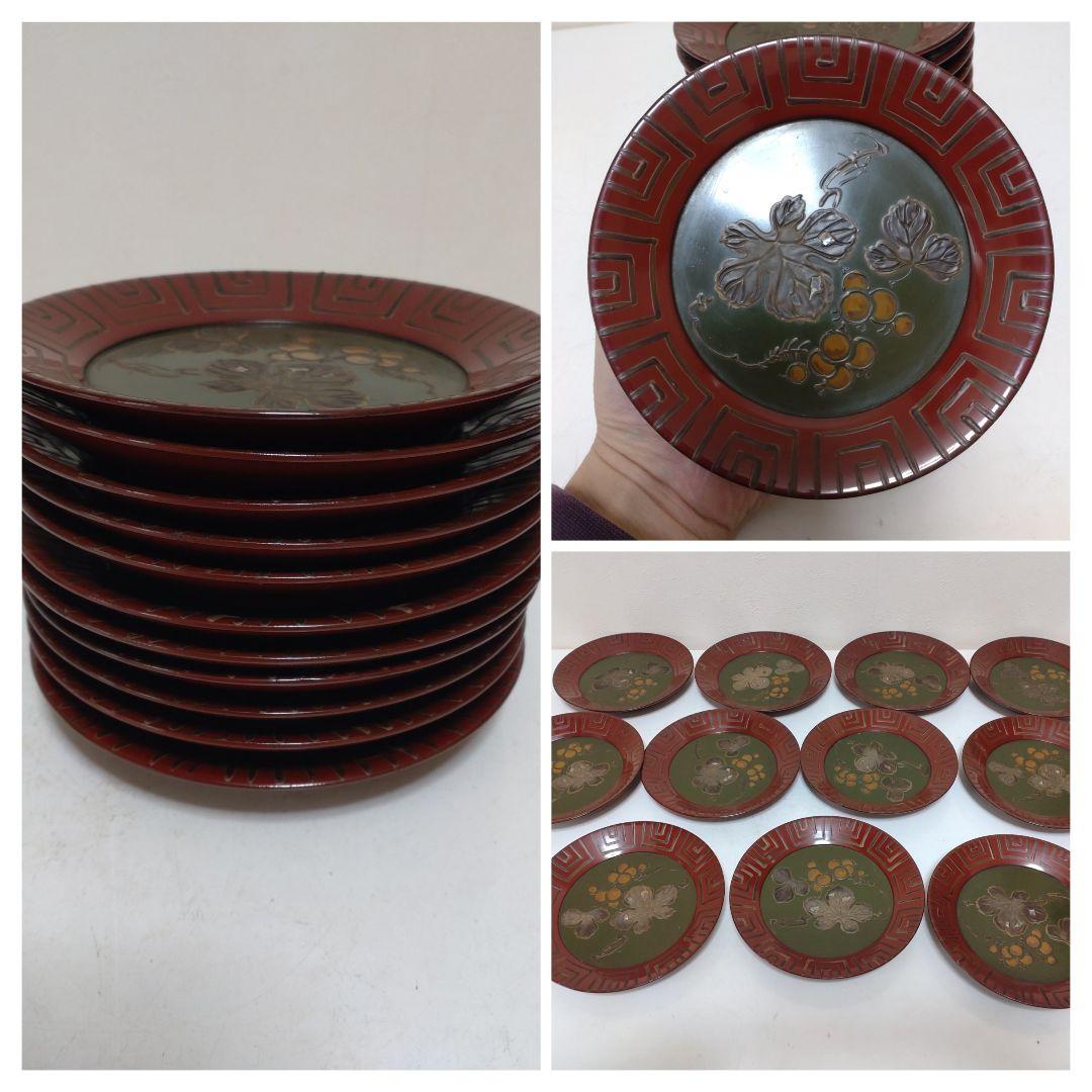 李朝 漆器 皿 螺鈿 11枚 美術 骨董 茶道具