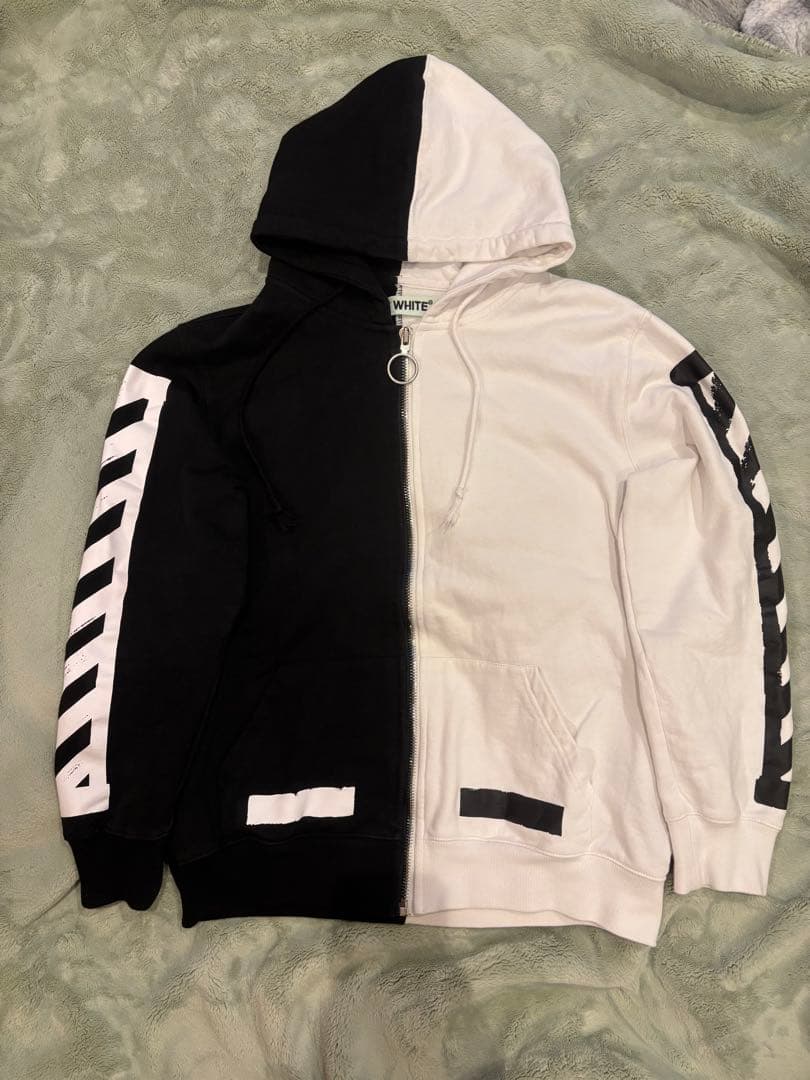 ☆OFF-WHITE/オフホワイト バイカラー ジップアップパーカー/XL