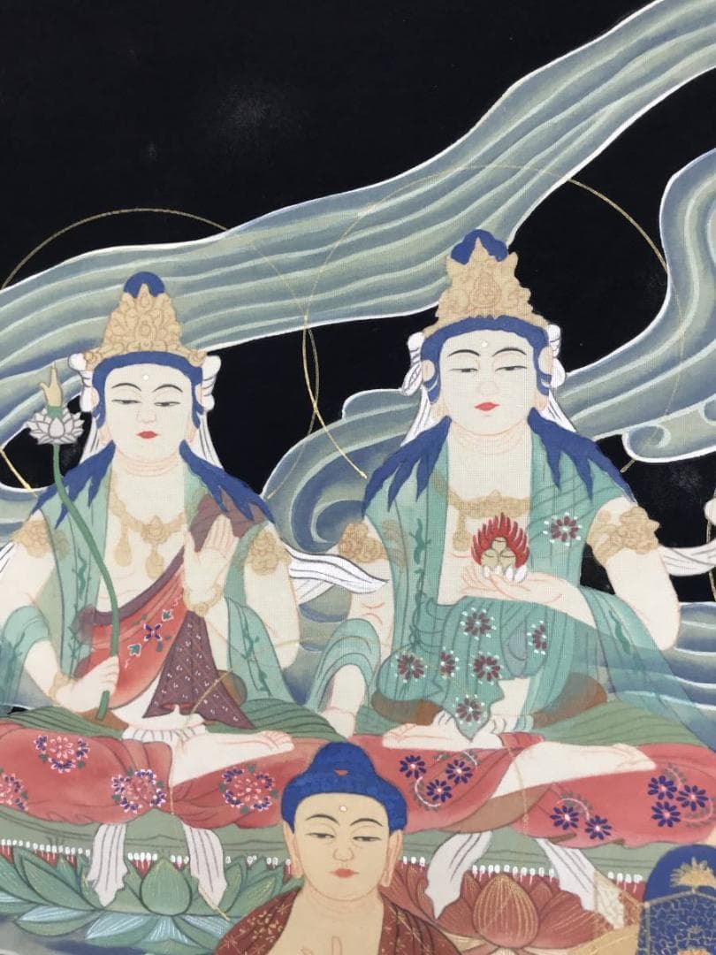 【真作】瑞象/十三佛大師来迎図/弘法大師/仏事掛/掛軸/名家伝来/AD-775